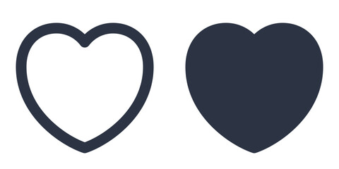 Heart simple icons set designed in filled, outline, line and stroke style