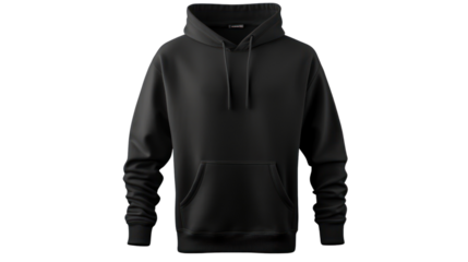 Blank black hoodie template isolated on white background.