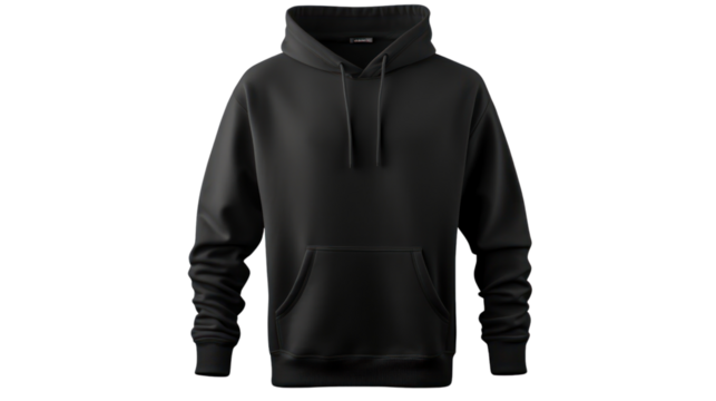 Blank black hoodie template isolated on white background.