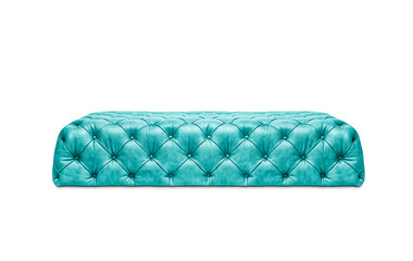 Turquoise luxury leather bench isolated on white, including clipping path