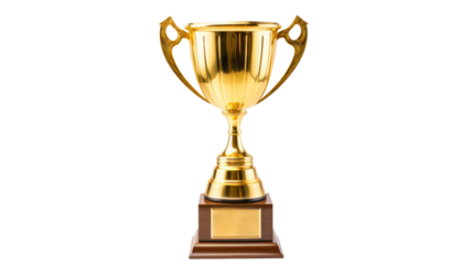 Trophy cup. Champion trophy, shiny golden cup Isolated from the white background.	