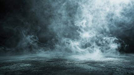 Fototapeta premium A dramatic scene of swirling smoke, enhancing the atmosphere with depth and mystery in a dark setting.