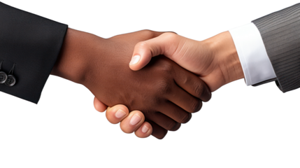 Businessmen shaking hands isolated on white background.