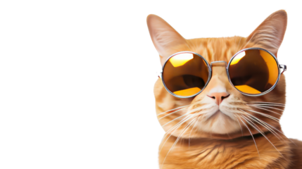 Cute cat wearing glasses isolated on white background