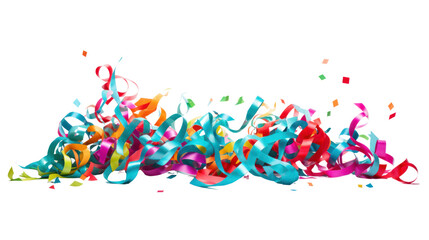 Fototapeta premium Multicolored ribbon, birthday background isolated on white background.