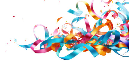 Naklejka premium Multicolored ribbon, birthday background isolated on white background.