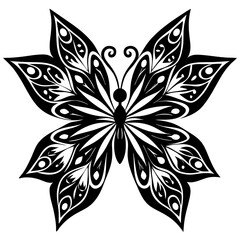 Butterfly mandala design vector silhouette on white background