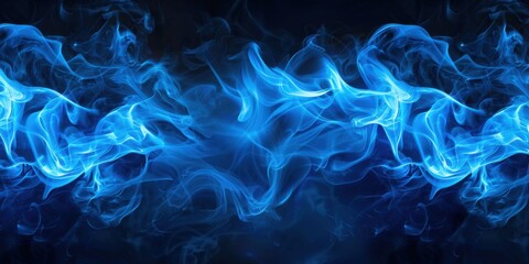 Fototapeta premium Blue Flames. Abstract Fire in Cold Blue Tones on Black Background