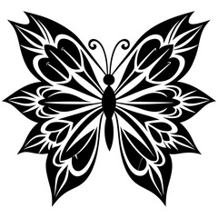 Butterfly mandala design vector silhouette on white background