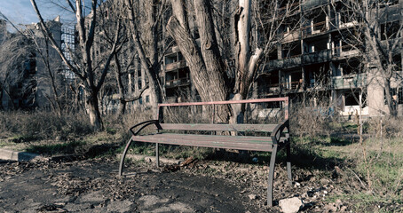 destroyed building in a city lost in the war in Ukraine