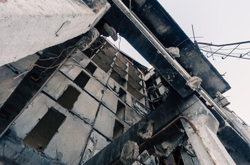 destroyed building in a city lost in the war in Ukraine