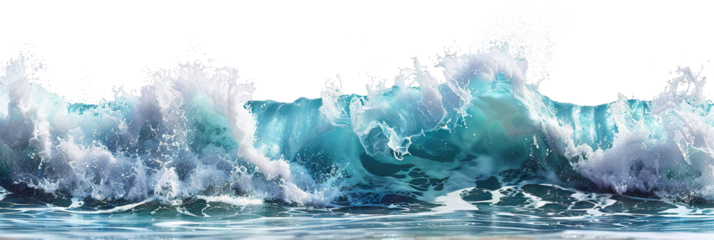 Blue ocean wave splashing, cut out