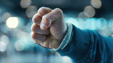 A fist blocks the path of another hand, a message of defiance.