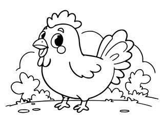 Coloring page of little chicken for kids coloring book