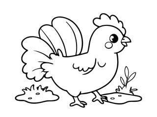 Coloring page of little chicken for kids coloring book