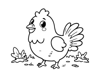 Coloring page of little chicken for kids coloring book