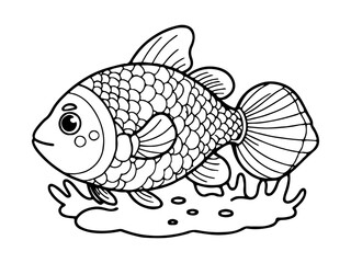 	
Coloring page of cute cartoon fish for kids coloring book