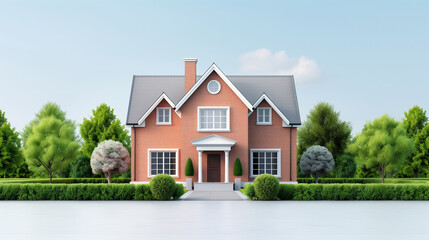 A classic Georgian house with a symmetrical facade, red brick exterior, and manicured garden, exuding timeless elegance.