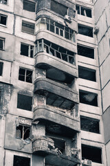 destroyed building in a city lost in the war in Ukraine