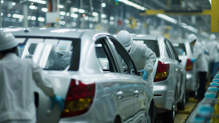 Obraz premium 自動車の生産ラインの風景。