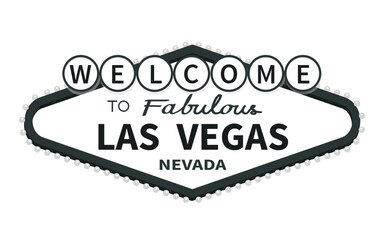 Welcome to fabulous Las Vegas sign icon. Nevada sight showplace. Black classic retro symbol. Template for greeting card, banner, sticker print. Flat design. Isolated. White background. Vector © worldofvector