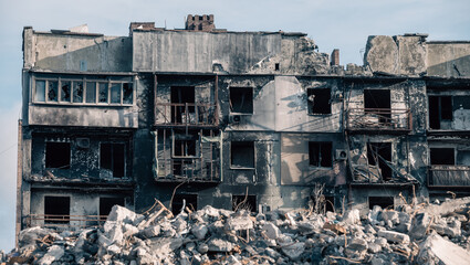 destroyed building in a city lost in the war in Ukraine