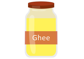 Desi Ghee illustration, clarified butter, desi ghee vector illustration, indian desi ghee, glass jar of desi ghee, indian ghee, clarified butter jar, indian food, indian ingredients, good fat food