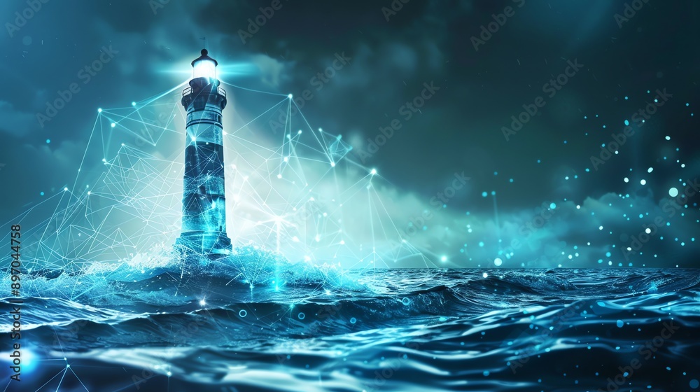 Wall mural a digital lighthouse, guiding ships through the treacherous waters of cyber threats