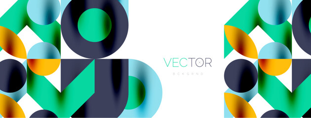 Metal color circles with shadows and other geometric elements composition for wallpaper, banner, background or landing