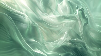 Fototapeta premium Elegant and sophisticated light green wavy fabric forming abstract background