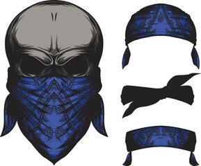 skull with many variation of headband gangster.