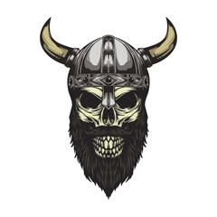 A Bearded Skull Viking Premium Vector