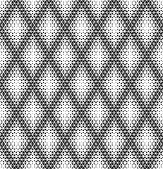 Geometric pattern of black triangles on a white background. Option with an average fade out.The scale transformation method.