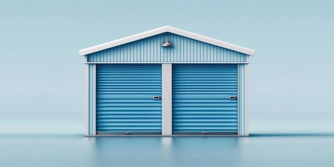 Isolated storage unit on white background focus on, storage, whimsical, silhouette, self-storage facility backdrop.