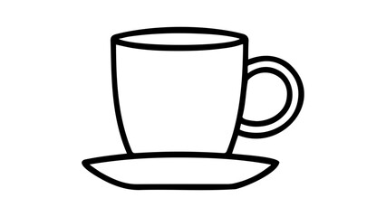 line art of a coffee mug illustration in vector on white background