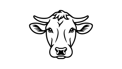 simple outline cow isolated on white illustration vector 