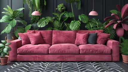 Elegant pastel colored living room interior with soft hues for a serene and inviting ambiance