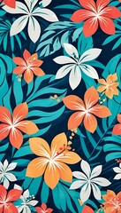 seamless floral pattern on dark background. Vertical photo