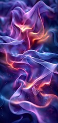 Vibrant Abstract Fabric Waves in Purple, Blue, and Orange Hues