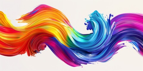 Color brush paint ribbon stroke swirl abstract splash background wave. Brush brushstroke color ribbon paint stroke flow shape wavy design paintbrush pen fluid rainbow element texture acrylic 3D line