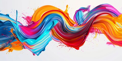 Color brush paint ribbon stroke swirl abstract splash background wave. Brush brushstroke color ribbon paint stroke flow shape wavy design paintbrush pen fluid rainbow element texture acrylic 3D line