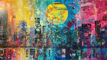 Fototapeta premium Lively cityscape, capturing the vibrant energy of urban life