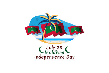 Obraz premium July 26, Independence Day of Maldives vector illustration. Suitable for greeting card, poster and banner.