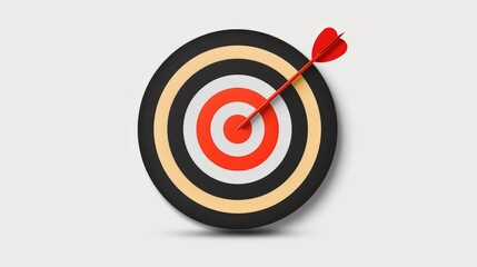 Red Dart Hitting The Center of a Target