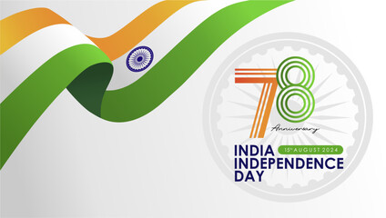 Happy 78th India Independence Day 2024 Greeting Design with 78th Logo. 78th Bharat Ganarajya Independence Day 2024 Banner, Poster, Background, Feed, Template.