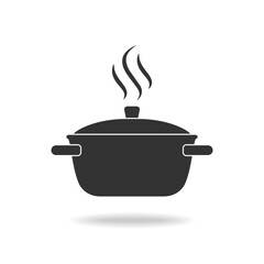 Cooking pot graphic icon. Pot sign isolated on white background. Kitchenware symbol. Vector illustration