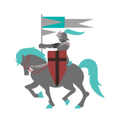 Flat Vector Illustration of a Medieval Knight