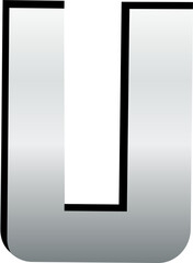 Silver metallic letter U
