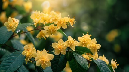 Yellow Blossoms Blooming in a Garden