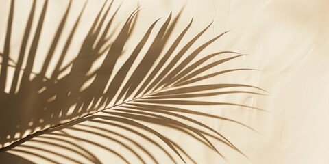 Obraz premium A faint image of a palm leaf on a wall